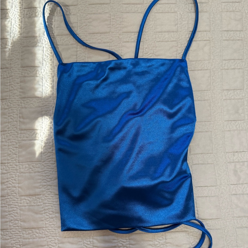 Sleek Blue Satin Top